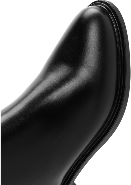 Kadın Siyah Fermuarlı Toka Detaylı Çizme 25WFE401414