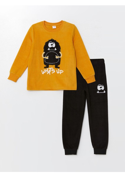 Yeni Sezon Bisiklet Yaka Polar Erkek Çocuk Pijama Takımı