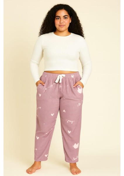 Kadın Büyük Beden Cepli 401 Polar Tek Alt Lila