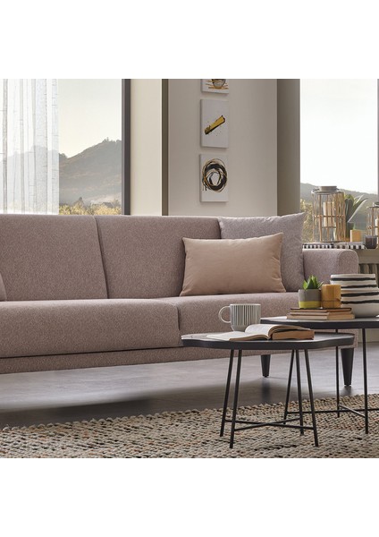 Loreto Plus 3'lü Yataklı Koltuk, Kadife Dokulu - Kum modelleri