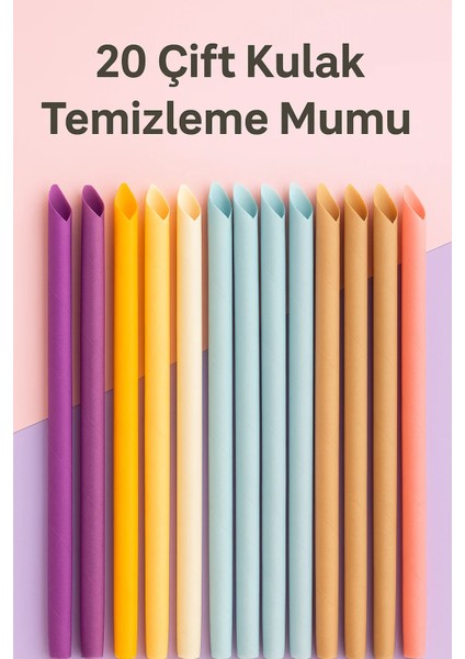 20 Çift Kulak Kiri Temizleme Mumu – Doğal Aromaterapi Kokulu Toplam 40 Adet
