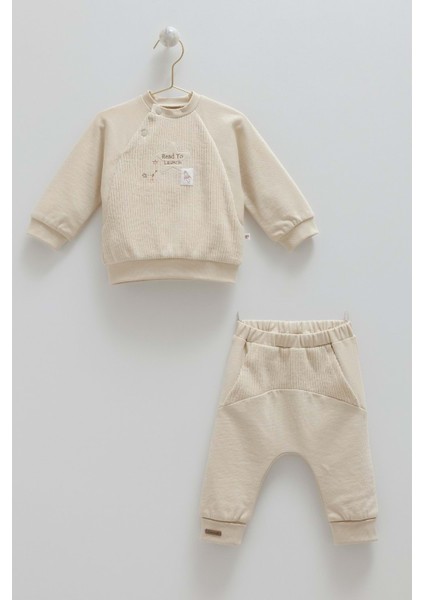Color World Kanguru Cepli Pantolon Alt Üst Takım - Caramell - TKE1986 - Kahverengi - 9 - 12 Ay - TKE1986-KAHVERENGI-9 - 12 Ay Kahverengi