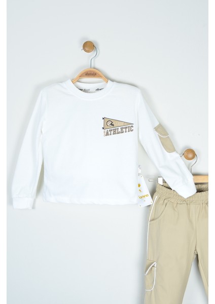 Çantalı Athletic Baskılı 3 Parça Sweatshirt, Pantolon, Çanta Erkek Çocuk Takımı (2-5 Yaş) fiyatları