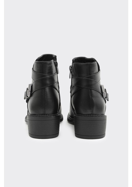 Hakiki Deri Kısa Topuk Tokalı Kadın Bot modelleri