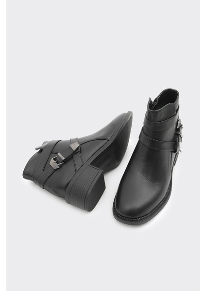 Hakiki Deri Kısa Topuk Tokalı Kadın Bot fırsatları