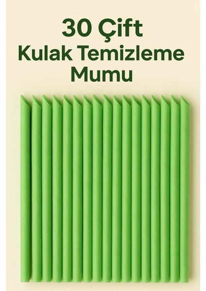 30 Çift Kulak Kiri Temizleme Mumu – Doğal Aromaterapi Kokulu Toplam 60 Adet