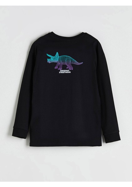 Yeni Sezon Bisiklet Yaka Baskılı Erkek Çocuk Pijama Üst modelleri