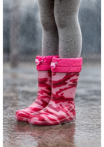 Unisex Çocuk Kamuflaj Desenli Yağmur Çizmesi