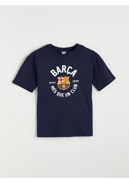Yeni Sezon Bisiklet Yaka Barcelona Baskılı Erkek Çocuk Tişört
