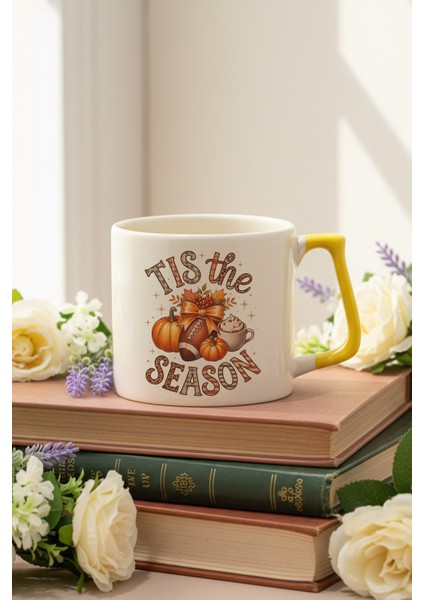 Tis The Season Baskılı Sarı D Kulplu Kupa Bardak