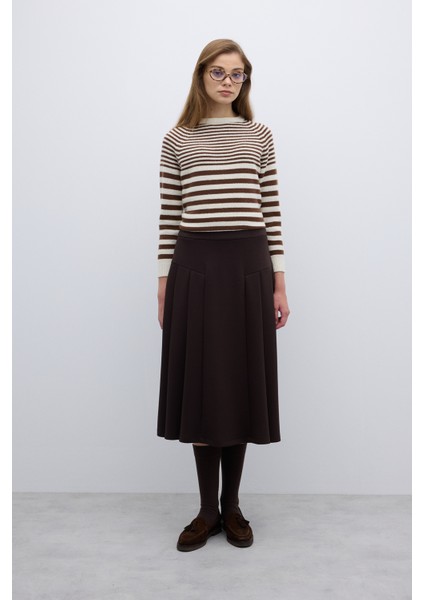 Pileli Midi Boy Etek Kahve K2625004_005