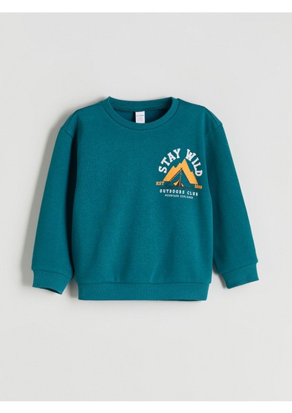 Yeni Sezon Bisiklet Yaka Baskılı Erkek Çocuk Sweatshirt 2'li fiyatları