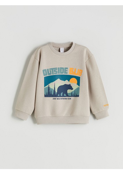 Yeni Sezon Bisiklet Yaka Baskılı Erkek Çocuk Sweatshirt 2'li indirimleri
