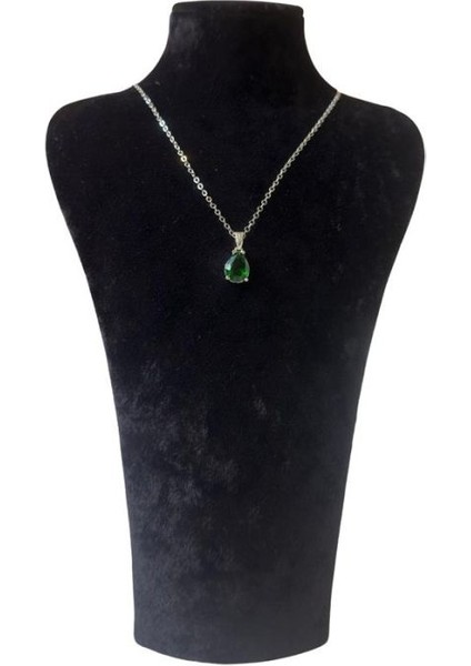 Yeşil Damla Taşlı Şık Kolye