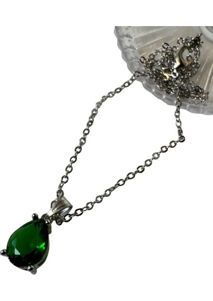 Yeşil Damla Taşlı Şık Kolye fiyatları