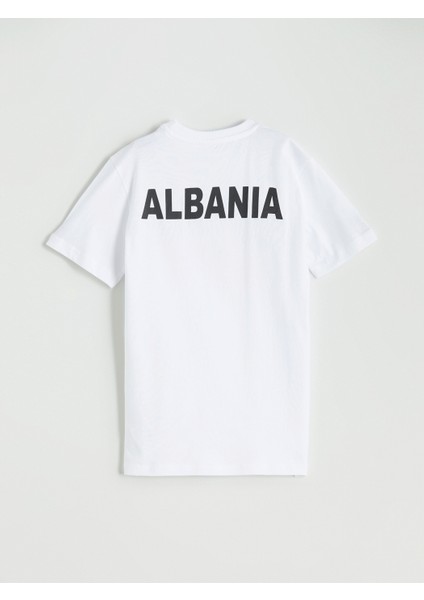 Yeni Sezon Bisiklet Yaka Albania Baskılı Erkek Çocuk Tişört