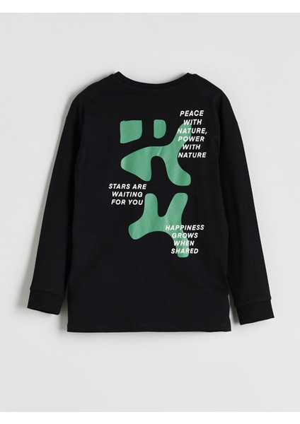 Yeni Sezon Bisiklet Yaka Baskılı Erkek Çocuk Pijama Üst modelleri