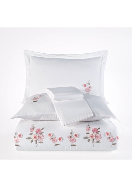 Premium Ophelia Beyaz - Poplin Çift Kişilik Nakışlı Nevresim Takımı modelleri