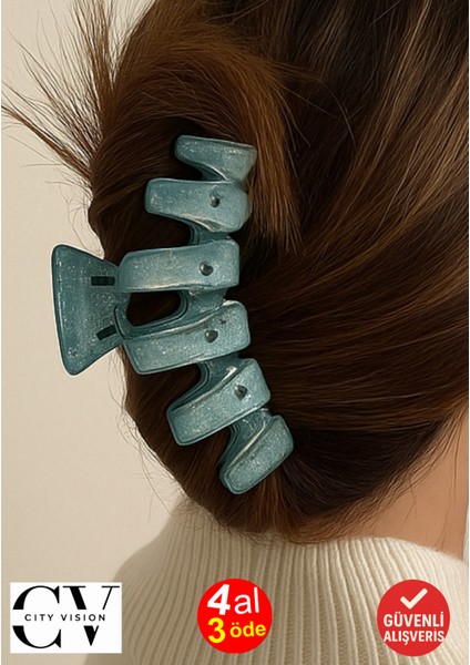 Simli Haki Renk Zigzag Model Mandal Toka 11 cm - Şık ve Dayanıklı