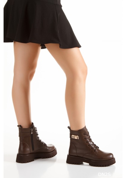 Kahverengi Kadın Postal Bot - Bağcıklı Yandan Fermuarlı Tırtıklı Tabanlı Günlük Postal Bot & Bootie indirimleri