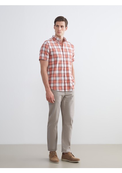 Yeni Sezon Regular Fit Kısa Kollu Ekose Poplin Erkek Gömlek fiyatları