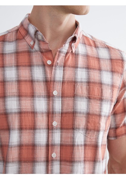 Yeni Sezon Regular Fit Kısa Kollu Ekose Poplin Erkek Gömlek modelleri