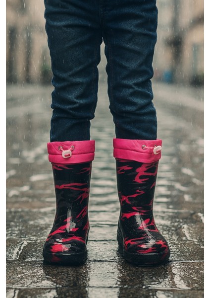 Unisex Çocuk Kamuflaj Desenli Yağmur Çizmesi