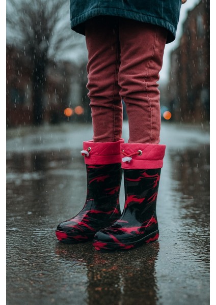 Unisex Çocuk Kamuflaj Desenli Yağmur Çizmesi modelleri