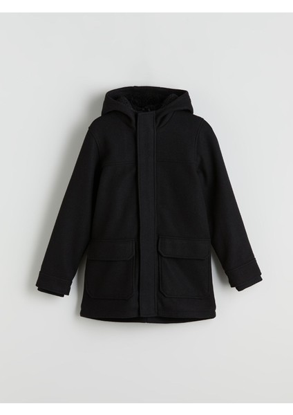 Yeni Sezon Kapüşonlu Erkek Çocuk Kaşe Kaban