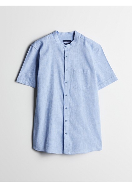 Yeni Sezon Regular Fit Kısa Kollu Keten Karışımlı Erkek Gömlek indirimleri