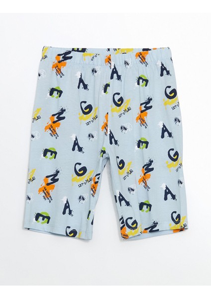 Yeni Sezon Bisiklet Yaka Erkek Çocuk Şortlu Pijama Takımı 2'li modelleri