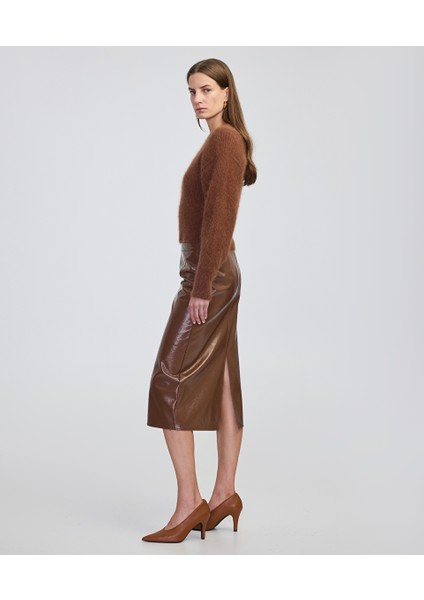 Rugan Görünümlü Midi Etek IW6250004144041 fiyatları