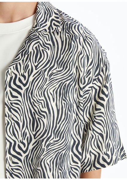 Yeni Sezon Rahat Kalıp Kısa Kollu Desenli Viskon Erkek Gömlek modelleri