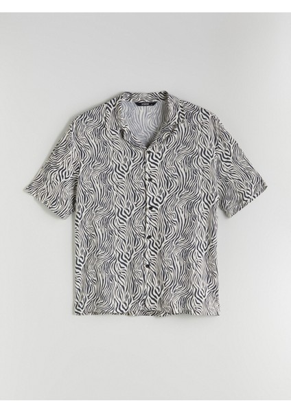 Yeni Sezon Rahat Kalıp Kısa Kollu Desenli Viskon Erkek Gömlek indirimleri