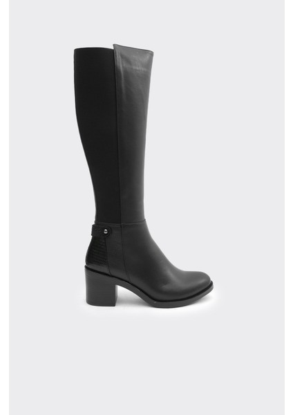 Hakiki Deri Topuklu Kadın Çizme