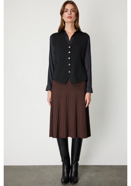 V Yaka Triko Yelek Siyah 66915