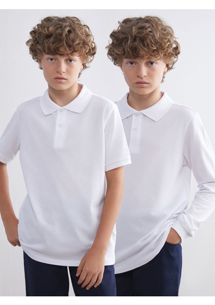 Yeni Sezon Polo Yaka Basic Erkek Çocuk Tişört 2'li