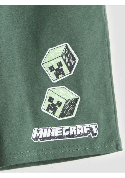 Yeni Sezon Beli Lastikli Minecraft Baskılı Erkek Çocuk Şort modelleri