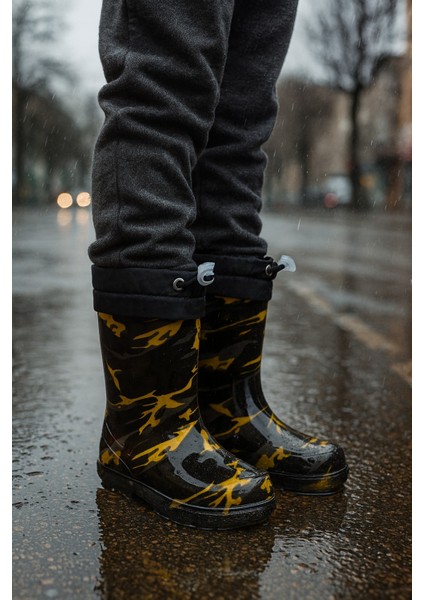 Unisex Çocuk Kamuflaj Desenli Yağmur Çizmesi modelleri