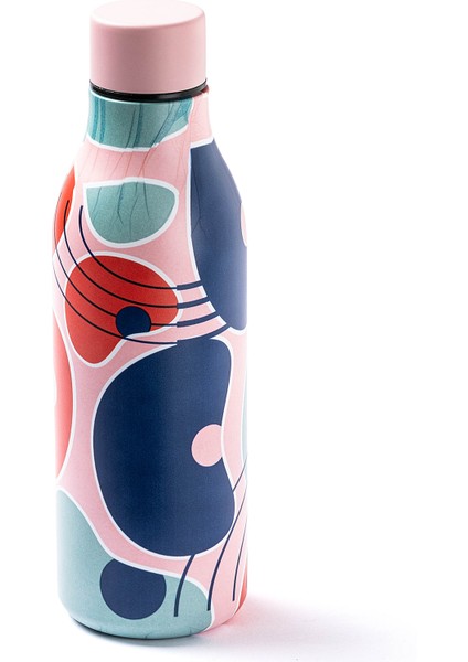 Pembe Desenli Paslanmaz Çelik Termos 550ML