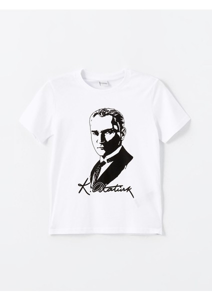 Yeni Sezon Bisiklet Yaka Atatürk Baskılı Erkek Çocuk Tişört modelleri
