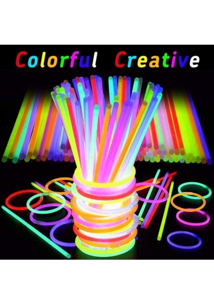 Parti Aydınlatma Fosforlu Çubuk Işıklı 100 Adet Glow Çubuk Işklı Aydınlatma 24 Saat Boyunca Parlaklk