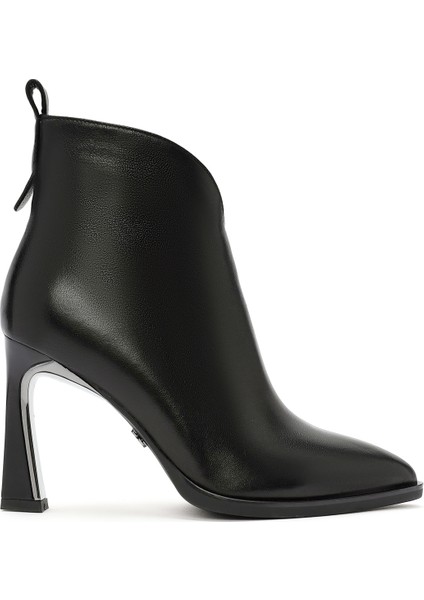 Kadın Siyah Fermuarlı Topuklu Deri Bot 25WFD490018