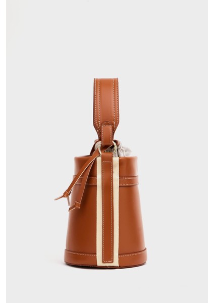 Taba Kadın Kontrast Dikişli Kova El ve Omuz Çanta modelleri