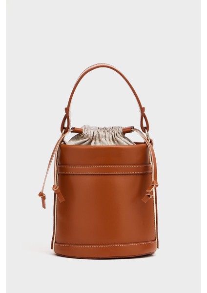 Taba Kadın Kontrast Dikişli Kova El ve Omuz Çanta indirimleri