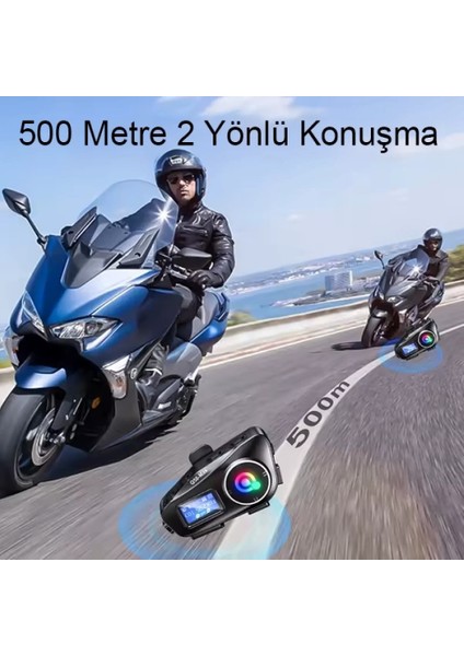 Q58 Max Motosiklet Intercom – 500 Metre Menzilli, Çift Sürücü Bağlantı, LED Ekranlı, Fm Radyo Destekli fırsatları
