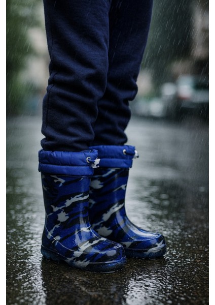 Unisex Çocuk Kamuflaj Desenli Yağmur Çizmesi