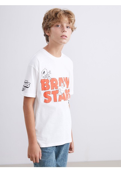 Yeni Sezon Bisiklet Yaka Brawl Stars Baskılı Erkek Çocuk Tişört