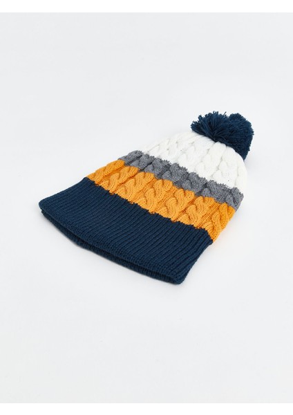 Yeni Sezon Renk Bloklu Erkek Çocuk Atkı ve Bere Takım modelleri