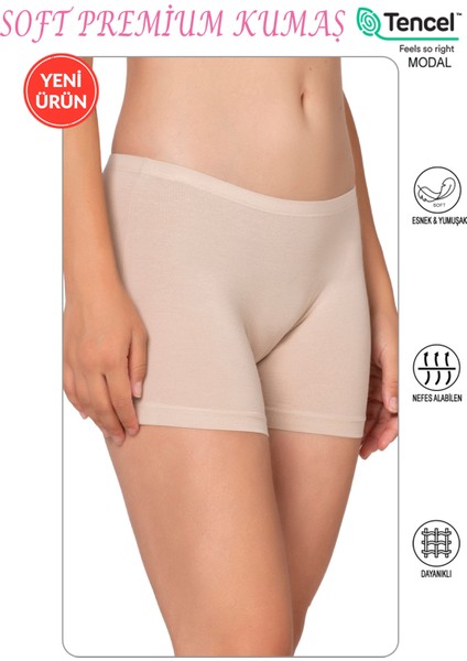 Özkan 27782 Kadın Premium Kumaş Modal Pamuklu Esnek Rahat Mini Boxer Şort Tayt